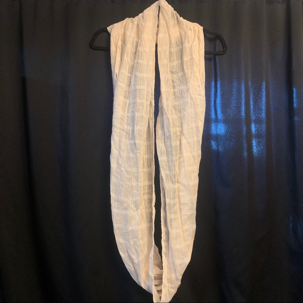 Light pink gauzy infinity scarf